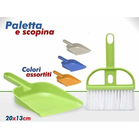 TrAdE Shop Traesio - Set Mini Scopa Scopina Con Paletta Pulizia Polvere Auto Ufficio Casa 20 X 13 Cm -