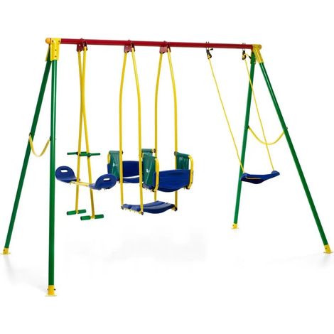 Garten-Schaukel für Kinder, 5 Plätze, mit Pferdchen und Gondel, 294x166x200