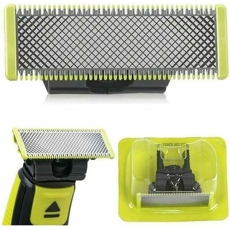 Lot de 2 têtes de remplacement pour Philips OneBlade, vertes, lames de rasage compatibles, coupe précise (1/2)