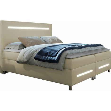 Lit boxspring Pluvia, Soft 033, Continental, Double, 160x200, Faux cuir, Disponible, 160x212x120cm, LED: Disponible (1/5)