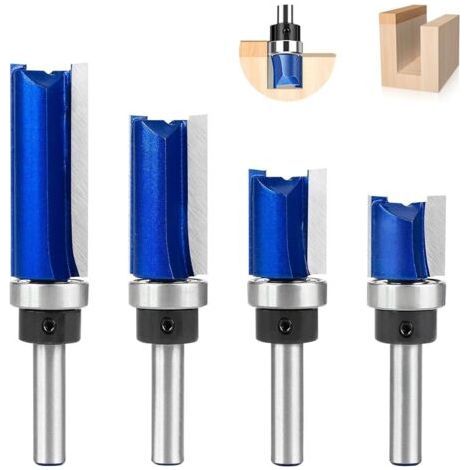 4-teiliges Kopierfräser-Set, 6,35-mm-Bündigfräser mit Kugellager, Holzbearbeitungs-Fräswerkzeuge (1/5)