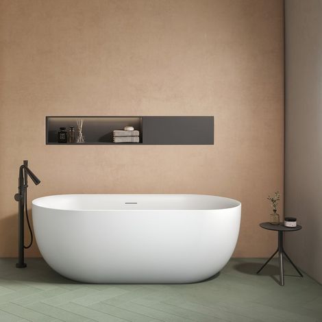Vasca da bagno centro stanza 150 cm acrilico bianco opaco KD1500 Kamalu