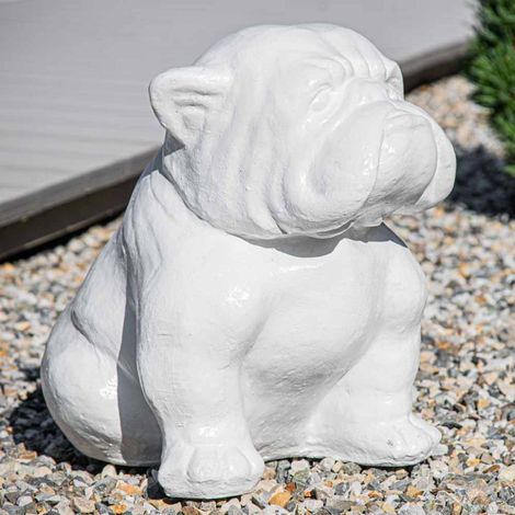 Statue moderne chien bouledogue blanc 40cm (1/5)