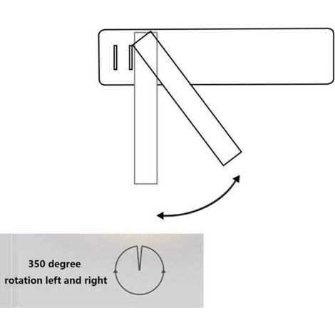 Applique murale LED, veilleuse d'intérieur, lampe de lecture avec spot 3 W et rétroéclairage 6 W, spot réglable à 350 degrés, noir (1/4)
