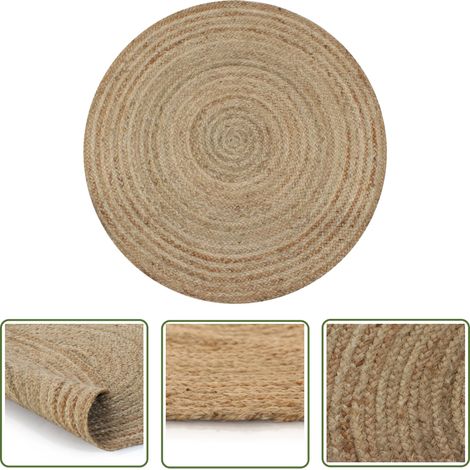 The Living Store Tapis Jute tressé 150 cm rond - Tapis Rond - Tapis Jute - Tapis Artisanal - Décoration Intérieure - Tapis Naturel (1/5)