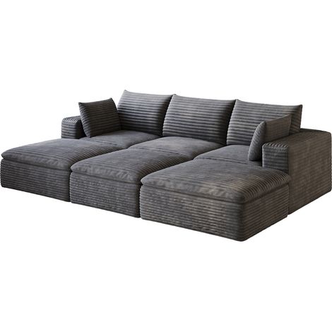 ELVMI Modulares Sofa mit Abnehmbaren Kissen und Schaumstoffstruktur, aus Stoff, Dunkelgrau (1/4)