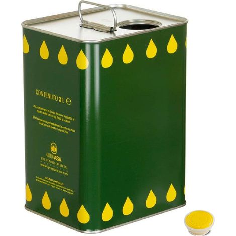 LATTA LATTINA PER OLIO D'OLIVA 3LT IN BANDA STAGNATA + MANIGLIA E TAPPO ERMETICO