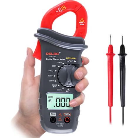 DELIXI DE3268A Digital-Multimeter mit Zangenmessung – Automatische AC/DC Stromspannungsmessung, Hochpräzise (1/4)