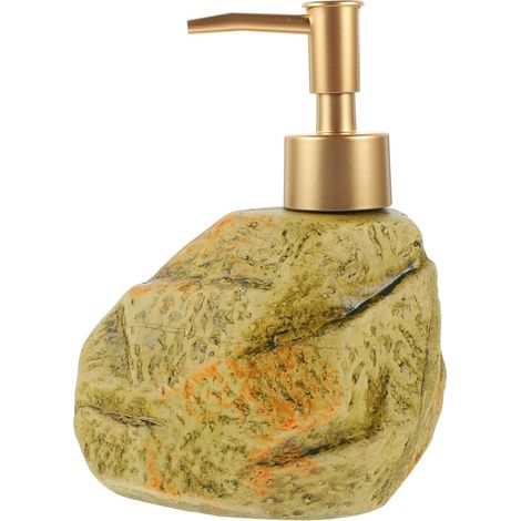 Distributeur de Savonnette en Céramique Vintage Imitation Pierre, Flacon Pressoir 300 ML, Pompe Manuelle Pratique, pour Salle de Bain et Buanderie, Bouteille Rechargeable (1/5)
