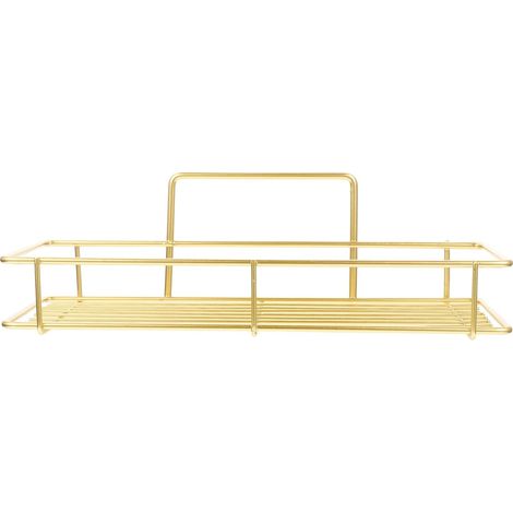 Étagère de rangement pour salle bain avec ventouse, petite taille, couleur dorée, support shampoing (1/5)