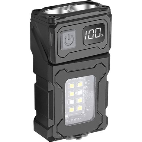 Lampe de travail haute intensité avec affichage numérique COB+LED, rotation à 180°, charge magnétique, mode veille, avertissement et lampe torche d'urgence (1/4)