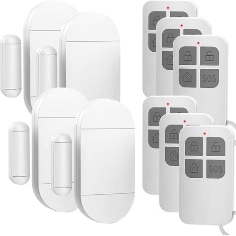 (Lot de 4) Alarme de porte, détecteur d'ouverture de porte avec sirène puissante de 130 dB, alarme magnétique sans fil pour portes et fenêtres (1/5)