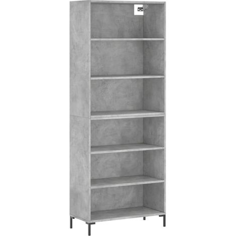 Buffet bahut commode armoire meuble de rangement organisateur cuisine salle de séjour salon 69,5 x 32,5 x 180 cm bois d'ingénierie gris