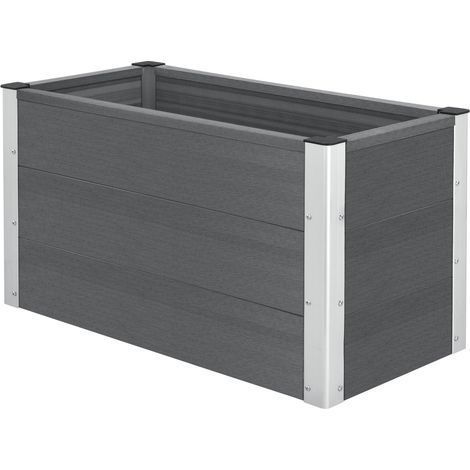 Caisse à fleurs bac à fleurs pot de fleurs bois composite WPC 100 x 50 x 50 cm gris (1/5)