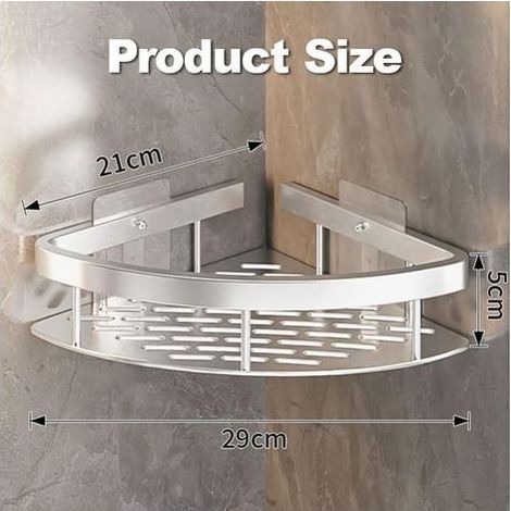 lot de 2 Étagère de douche d'angle - organiseurs de salle de bain robustes - aucun perçage requis - support de rangement - pour accessoires de douche (1/4)