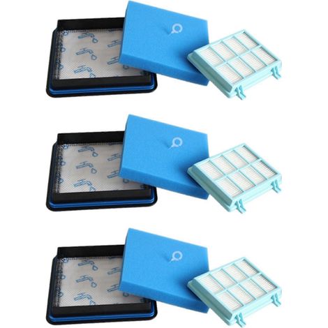 Kit de 3 filtres en mousse lavables pour moteur, compatible avec les aspirateurs Philips Power Pro Compact FC9331/09, FC9332/09 et FC8010/01. (1/5)