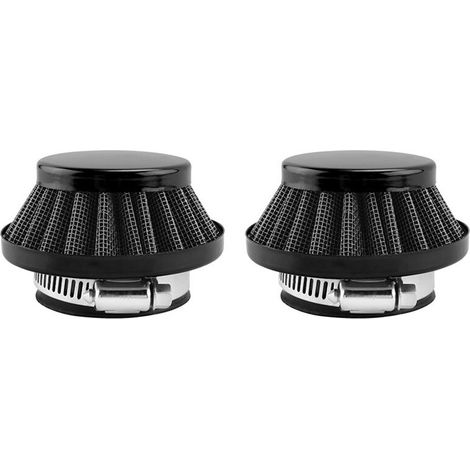 Dos filtros de aire de 42 mm para motocicletas de dos tiempos de 47 cc y 49 cc, kit de mejora para motocicletas y vehículos todoterreno, filtros de aire de aluminio negro. (1/3)