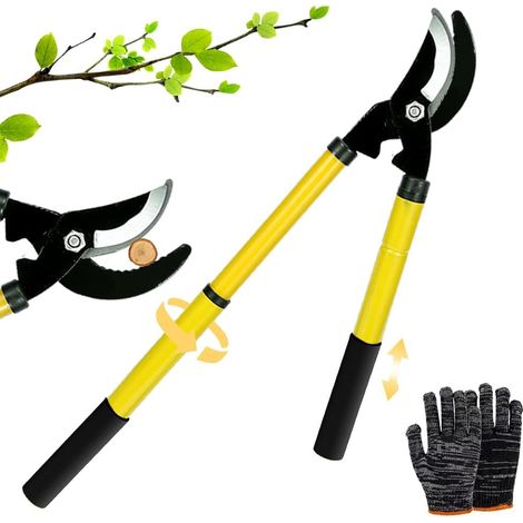 Teleskop-Amboss-Gartenschere 42-61 cm, Astschere, Gartenschere, Astschere mit rutschfesten Gummigriffen, zum Schneiden von frischem Holz bis zu einem Durchmesser von (1/5)