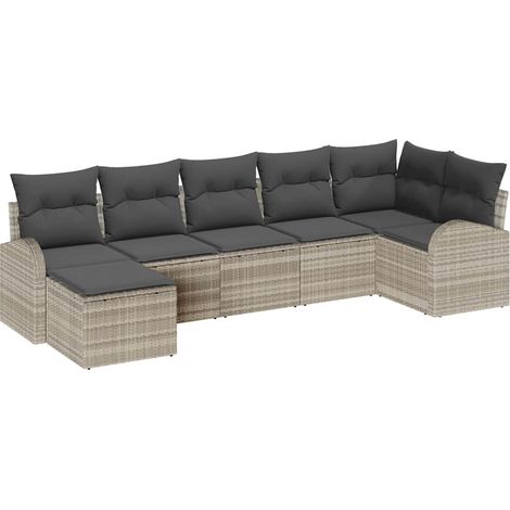 Maison Exclusive - Sofa Set mit Kissen mit Speicher 7 pcs Hellgra