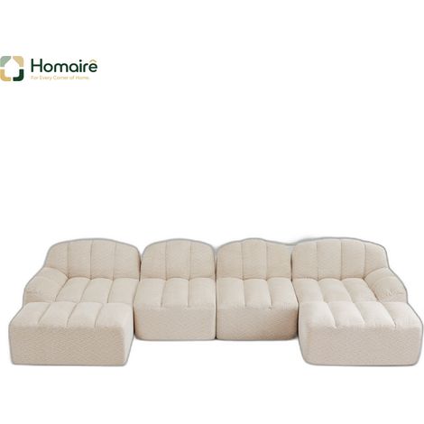 Canapé modulable en polaire multicolore avec accoudoirs 366 x 165 x 79 cm HOMAIRE (1/5)
