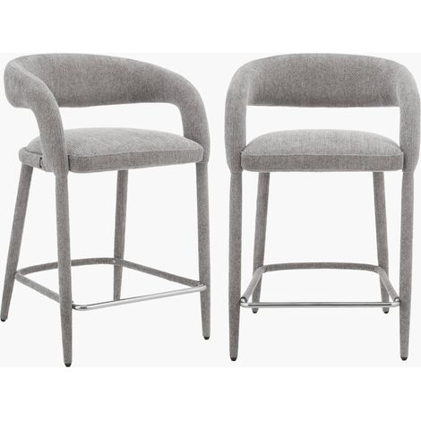 sweeek - 2er-Set moderne Barhocker mit Stoffbezug