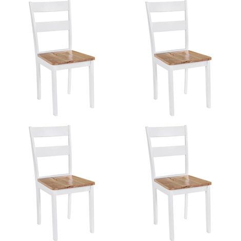 Lot de 4 Chaises de salle à manger - Chaises à manger - Chaise de Bureau, Salon et de Cuisine blanc bois d'hévéa massif BSRHS292914 (1/5)