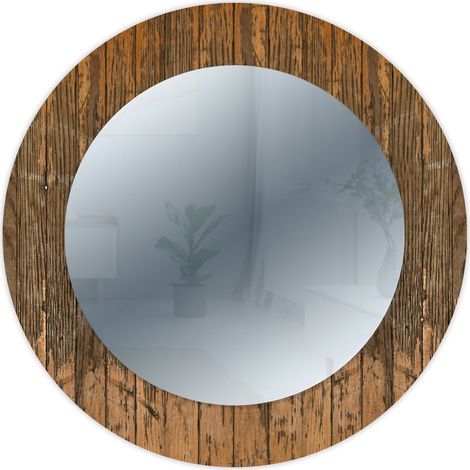 Lupia - Specchio da Parete Rotondo, MIRROR FANTASY OLD WOOD, Cornice Stampata in Legno, Ideale per Ingressi e Camere, Decorazioni Parete Eleganti, diametro 65 cm (1/4)
