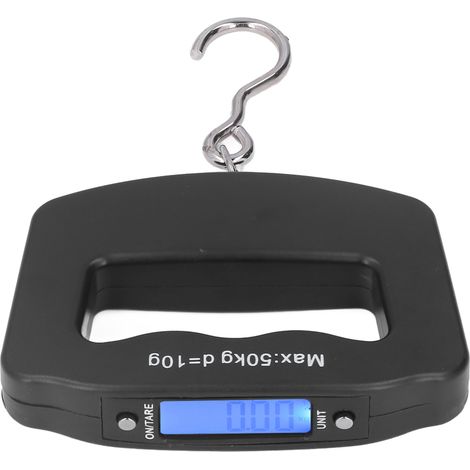 Elektronische Hakenwaage (50 kg), LCD-Display, Einheitenumrechnung, digitales Wiegen zum Angeln, Einkaufen und für den Haushalt, Haken inklusive (1/5)