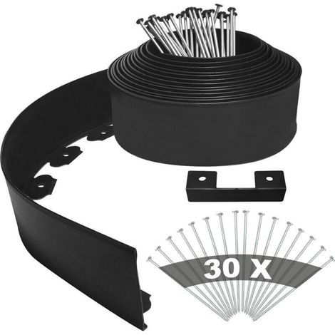 Bordura per giardino, kit per bordure da giardino per esterni, alta 10 cm e lunga 10 m con 30 picchetti fissi, spessore 3 mm (1/4)