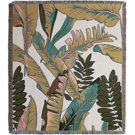 1 Pice 160x130cm Couverture Plaid Feuilles De Plantain Tricote Dcore Avec Des Franges Bohme Simple Doux Confortable Protger Contre Le Froid Pour C (1/5)