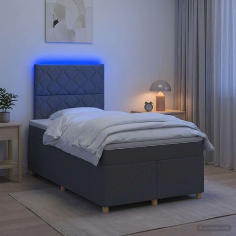 Lit boxspring avec matelas Gris foncé 120 x 200 cm Tissu (1/5)