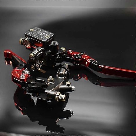Kit de leviers de réservoir de liquide de frein et d'embrayage universel CNC 7/8" 22 mm pour moto (rouge)