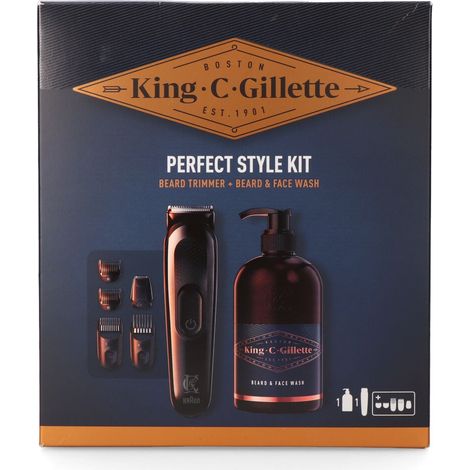 RECORTADORA BRAUN KING C GILLETTE STYLE MASTER 5 PEINES RECARGABLE + CHAMPU BARBA