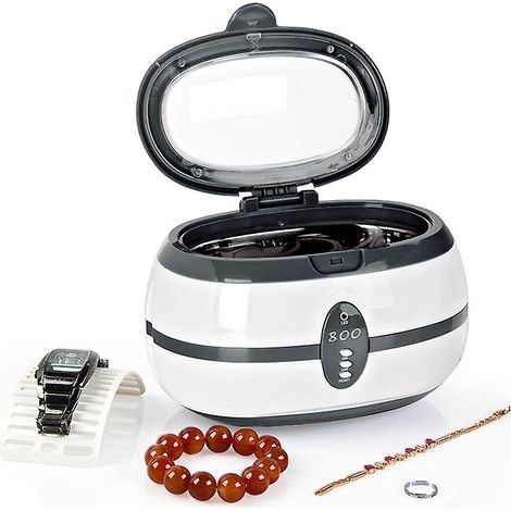 Nettoyeur ultrasonique professionnel d'une capacité de 600 ml avec panier de nettoyage automatique - Idéal pour les bijoux, les lunettes, les prothèses dentaires et les CD (1/3)