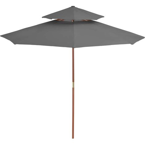 Maison Exclusive - Sombrilla de dos niveles con palo de madera an (1/5)