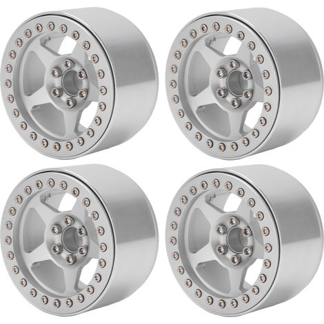 Stück leichte 5-Speichen-Beadlock-Felgen aus Aluminiumlegierung für Micro Crawler Axial SCX10 90046 RC-Car Silber (1/5)
