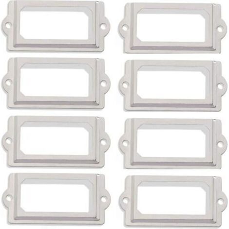 Set of 50 Label Holders, 60 x 17 mm, Vintage White Nickel Metal for Library Drawer (1/5)