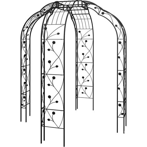 Pavillon de jardin treillis pour rosiers dimensions 250 x 199 x 199 cm espace ombragé décoratif en fer noir (1/3)