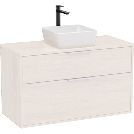 Meuble "OPTICA" 1000 - 2 tiroirs pour vasque à poser (non incluse) - Blanc Mat - Roca (1/2)