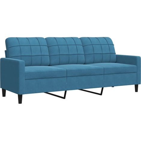 Canapé à 3 places,Sofa pour Salon,Banquette Bleu 180 cm Velours CFW673201 (1/5)