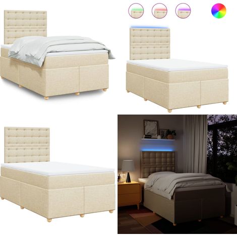 Sommier à lattes de lit avec matelas crème 120x190 cm tissu - Sommier à lattes - Matelas ensaché (1/5)