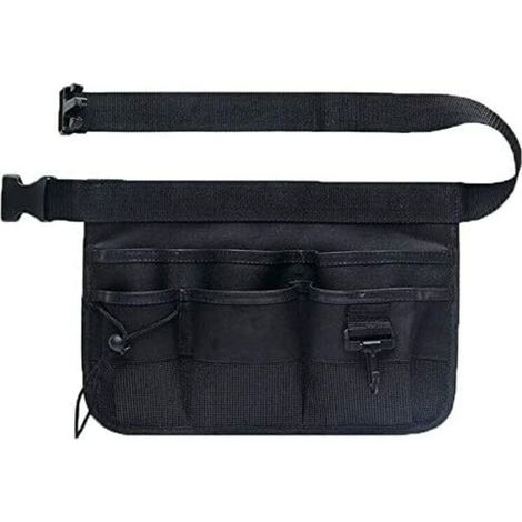 1x Cintura portautensili in tessuto Oxford, borsa portautensili con tasche multiple, cintura regolabile, per giardino, cortile, fattoria e magazzino, nero, 34 x 23 cm (1/4)