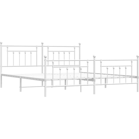 vidaXL Giroletto con Testiera e Pediera Metallo Bianco 193x203 cm (1/5)