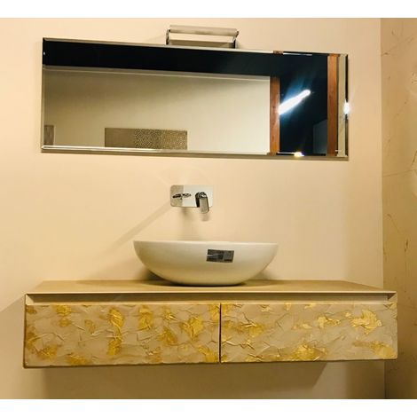 Mobile bagno prestigioso 140 70+70 materia resina oro satile r1 - orlandi bagno (1/2)
