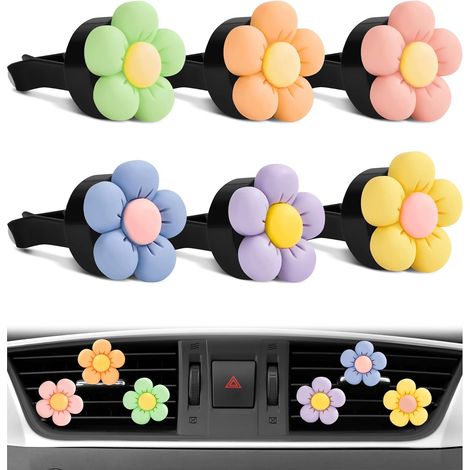 Clips para ventilación de coche con forma de flor, clips difusores de aceites esenciales, 6 piezas para mujeres y niñas