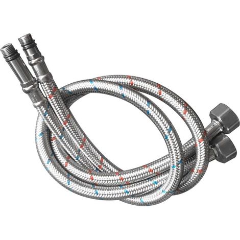 Lot de 2 tuyaux de raccordement G3/8 x M10 - Tuyau flexible 3/8'' - En acier inoxydable - Rallonge pour robinet mitigeur (1/5)