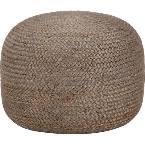 Handgefertigter Sitzpuff Hellgrau 45 x 30 cm Jute