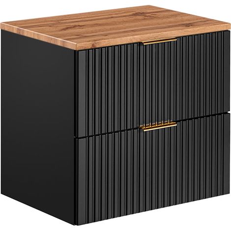 Mueble bajo lavabo 60cm encimera Adriel Negro y Madera (1/4)