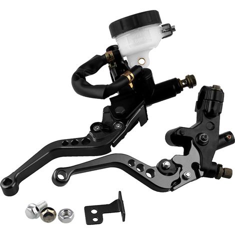 7/8" Motorrad-Bremskupplungshebel, universell verstellbar, Hauptbremszylinder-Reservoir-Set, schwarz – INHHUB