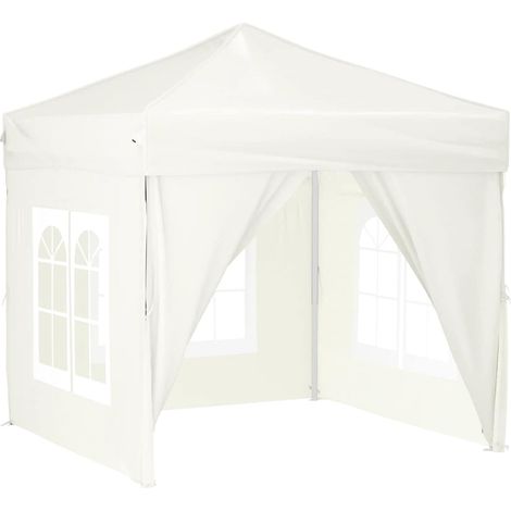 Tente de réception pliable, Pavillon, Pergola, Tente de jardin, avec parois Crème 2x2 m OIB1280E